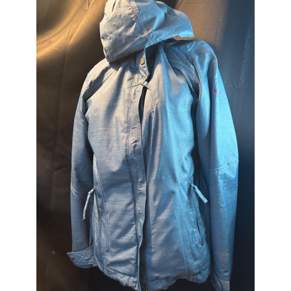 Columbia Interchange Blue Hooded Jacket Womens XS Full Zip Ski Hike Shell